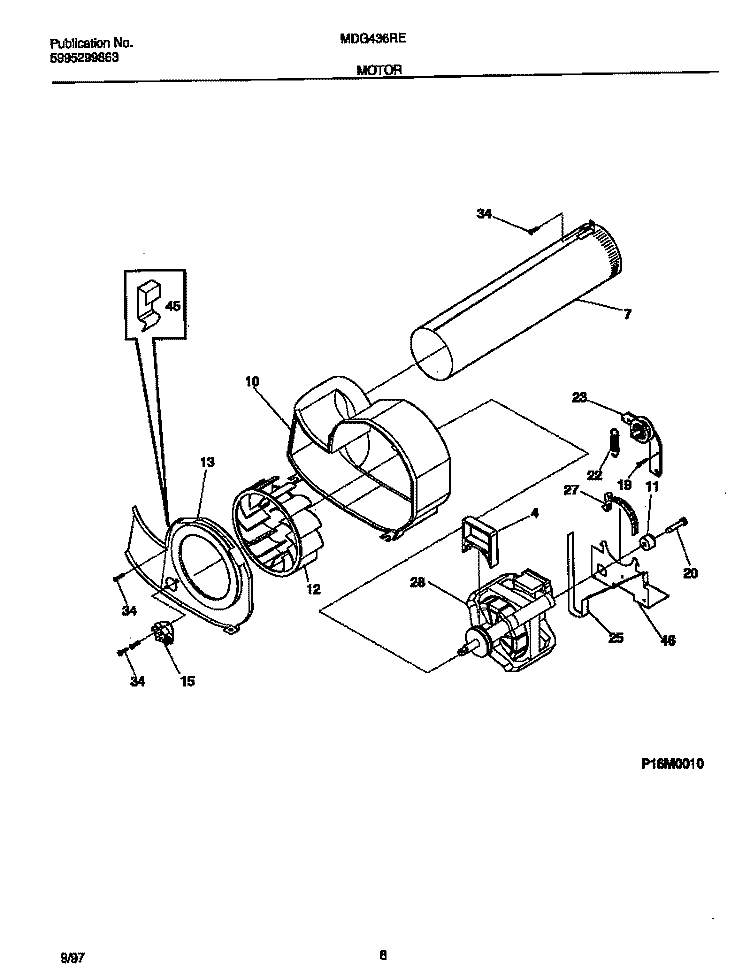 MOTOR Diagram and Parts List for MDG436REW1  Frigidaire Dryer