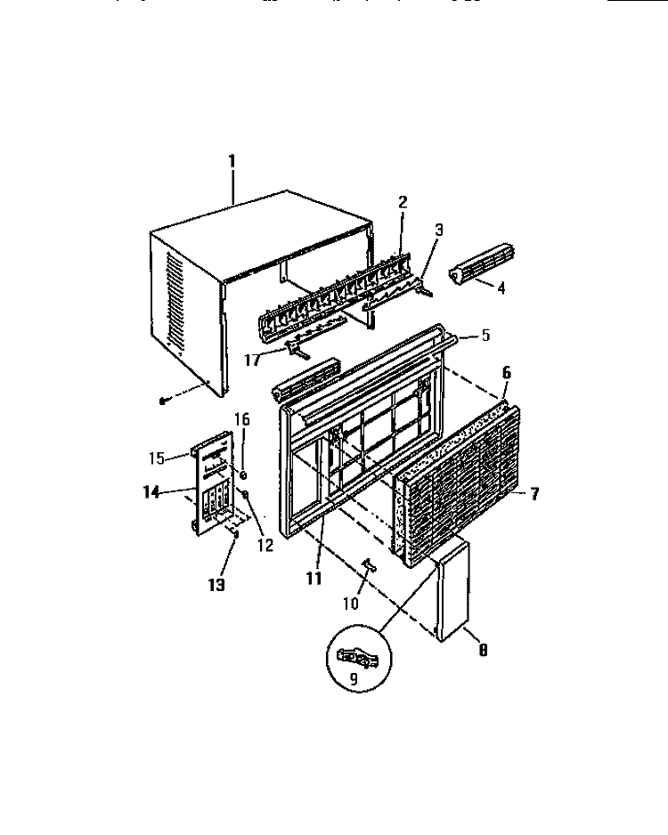 CABINET, FRONT, WRAPPER Diagram and Parts List for AC058J7B1  Frigidaire Air Conditioner