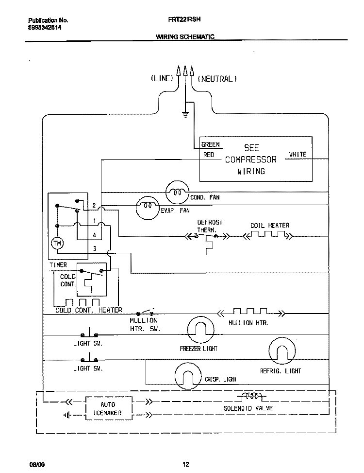WIRING SCHEMATIC Diagram and Parts List for FRT22IRSHB4  Frigidaire Refrigerator