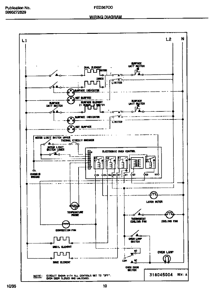 WIRING DIAGRAM Diagram and Parts List for FED367CCBA  Frigidaire Wall Oven