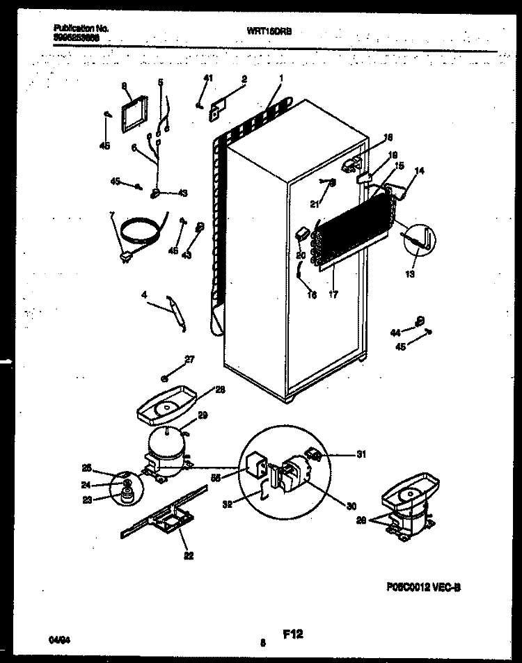 SYSTEM AND AUTOMATIC DEFROST PARTS Diagram and Parts List for WRT15DRBW0  Frigidaire Refrigerator