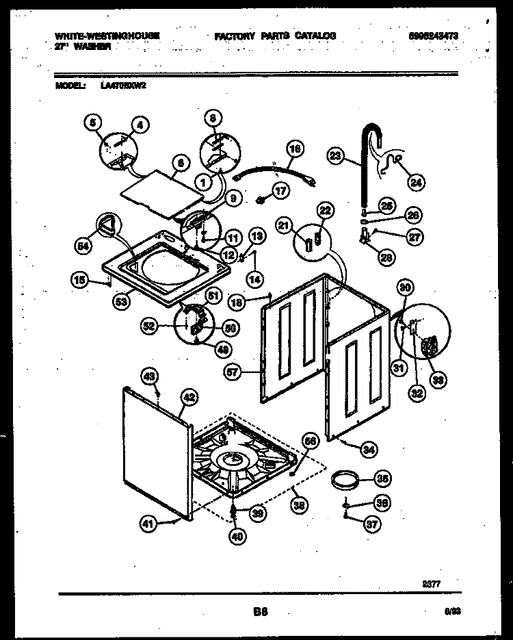 CABINET PARTS Diagram and Parts List for LA470BXW2  Frigidaire Washer
