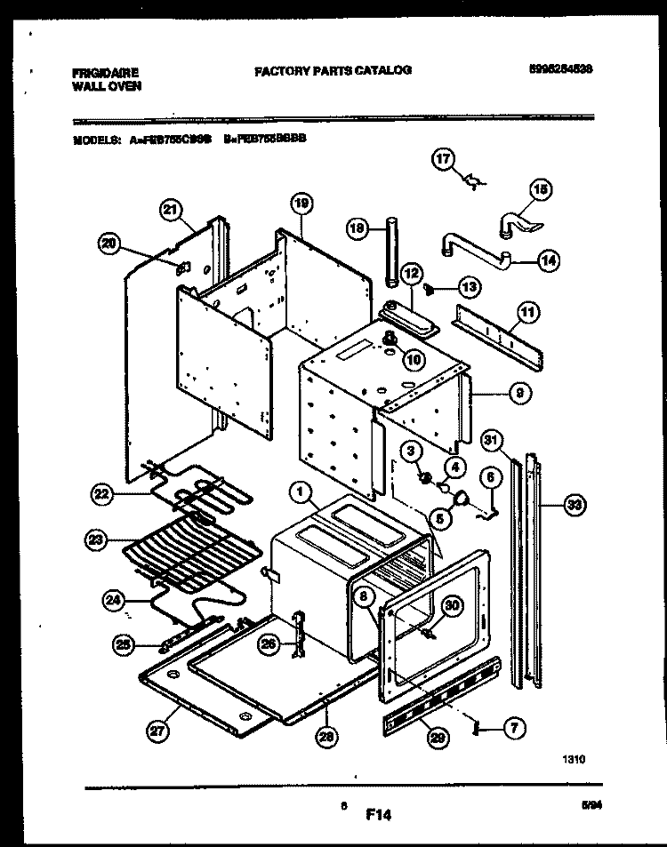 BODY PARTS Diagram and Parts List for FEB755BBBB  Frigidaire Wall Oven