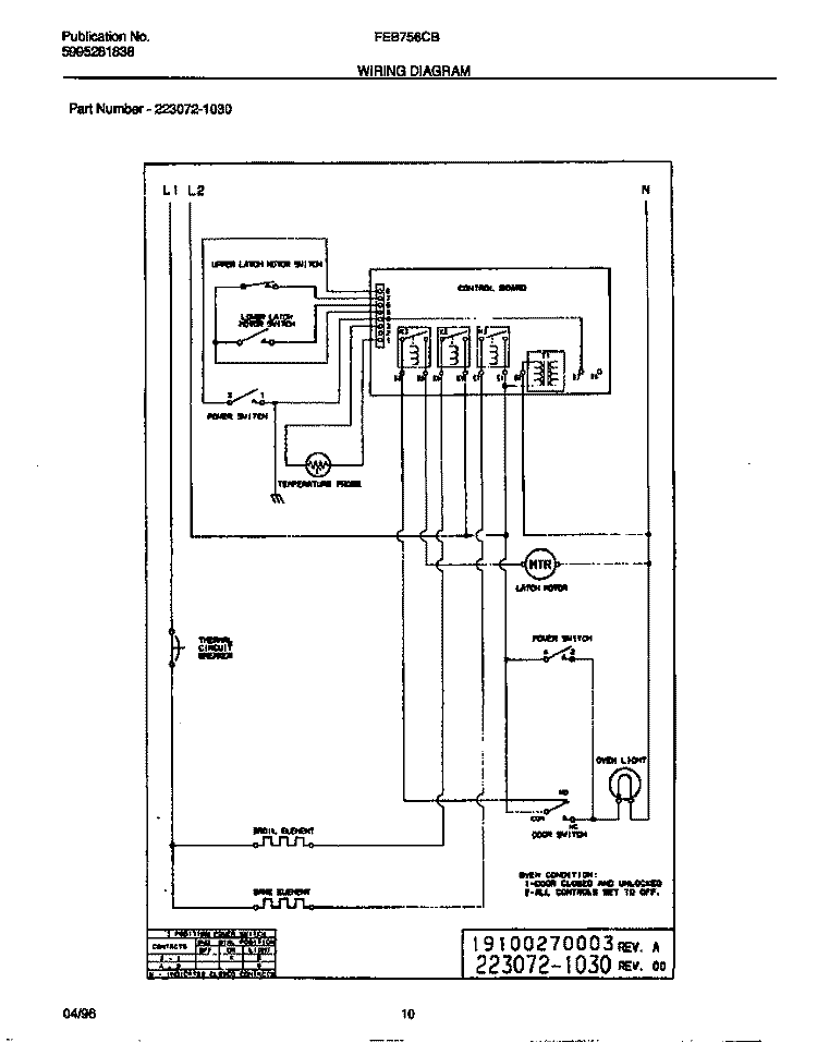 WIRING DIAGRAM Diagram and Parts List for FEB756CBTD  Frigidaire Wall Oven