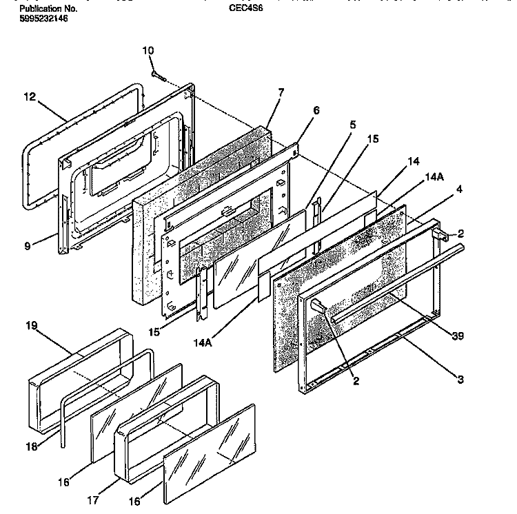 DOOR Diagram and Parts List for CEC4S6WXE  Gibson Range