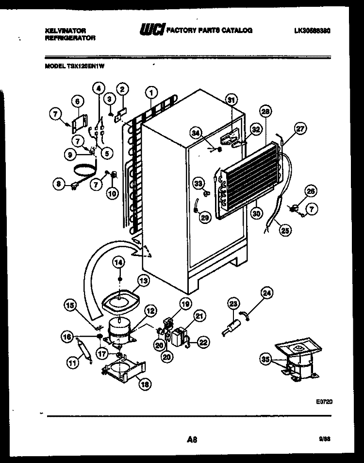 SYSTEM AND AUTOMATIC DEFROST PARTS Diagram and Parts List for TSX120EN1T  Kelvinator Refrigerator