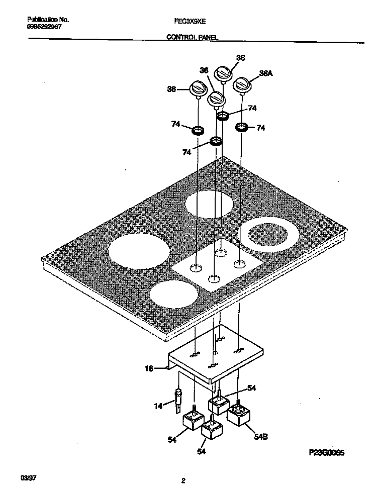 CONTROL PANEL Diagram and Parts List for FEC3X9XESB  Frigidaire Cooktop