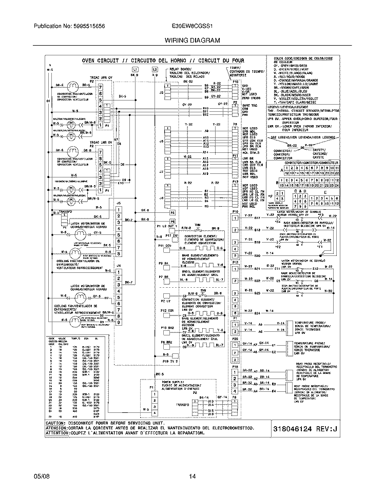 WIRING DIAGRAM Diagram and Parts List for E30EW8CGSS1  Electrolux Wall Oven