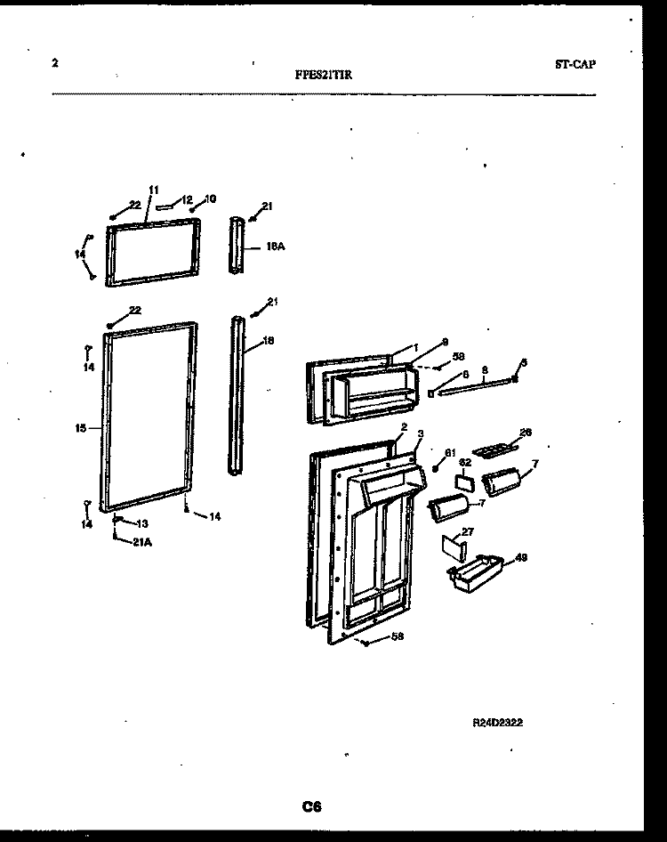 DOOR PARTS Diagram and Parts List for FPES21TIRW0  Frigidaire Refrigerator