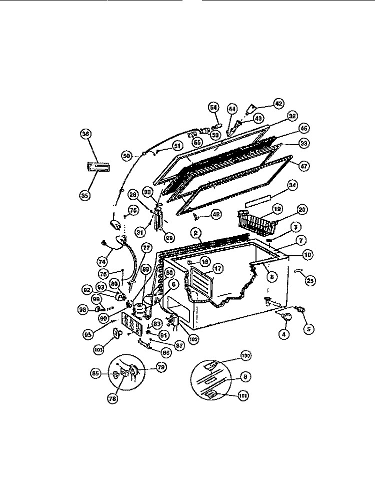CHEST FREEZER PARTS Diagram and Parts List for CG23A  Frigidaire Freezer