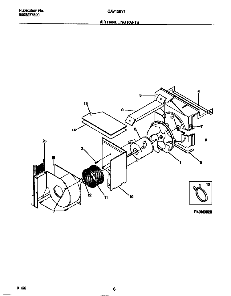 AIR HANDLING PARTS Diagram and Parts List for GAV158Y1A1  Gibson Air Conditioner