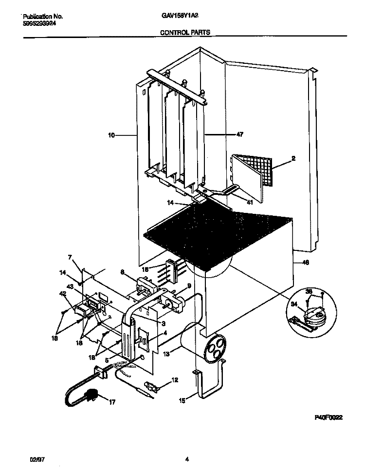 CONTROL PARTS Diagram and Parts List for GAV158Y1A2  Gibson Air Conditioner