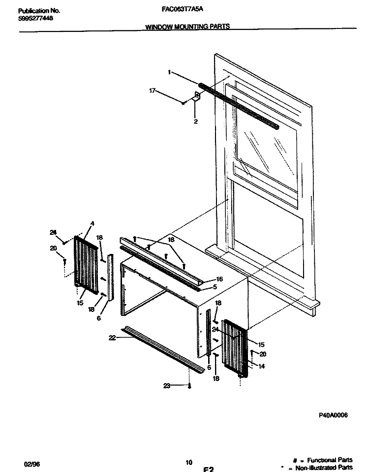 WINDOW MOUNTING PARTS Diagram and Parts List for FAC063T7A5A  Frigidaire Air Conditioner