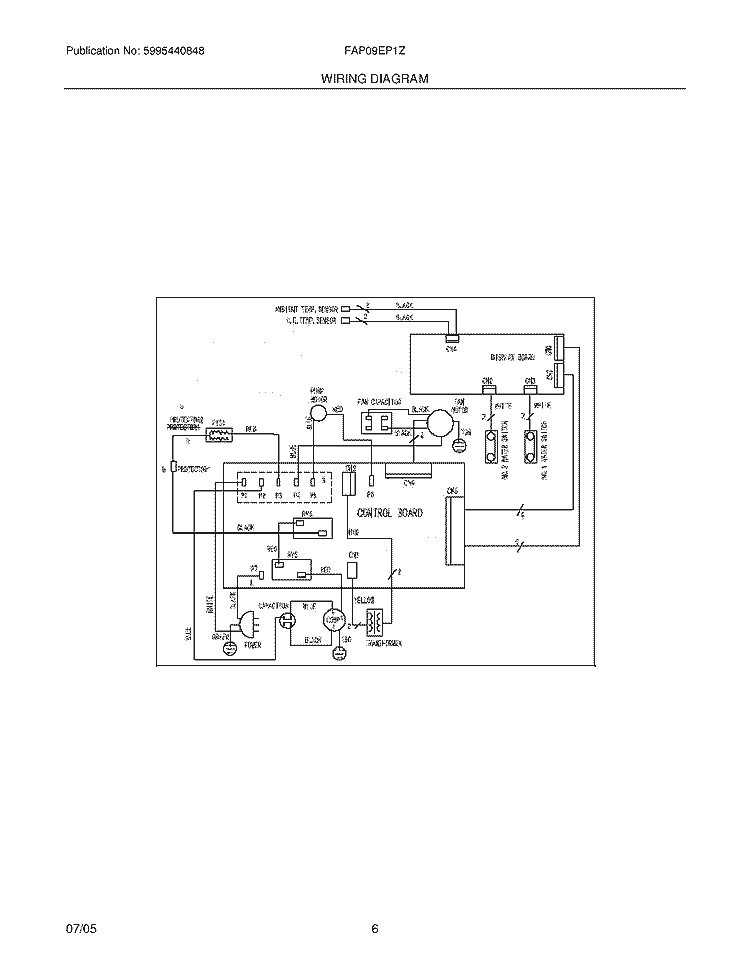 WIRING DIAGRAM Diagram and Parts List for FAP09EP1Z1  Frigidaire Air Conditioner