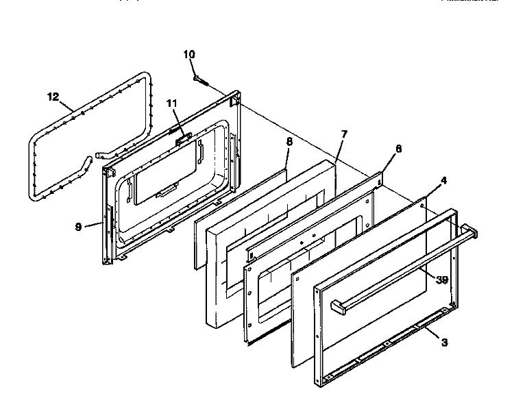 DOOR Diagram and Parts List for GGF322BBWC  Gibson Range