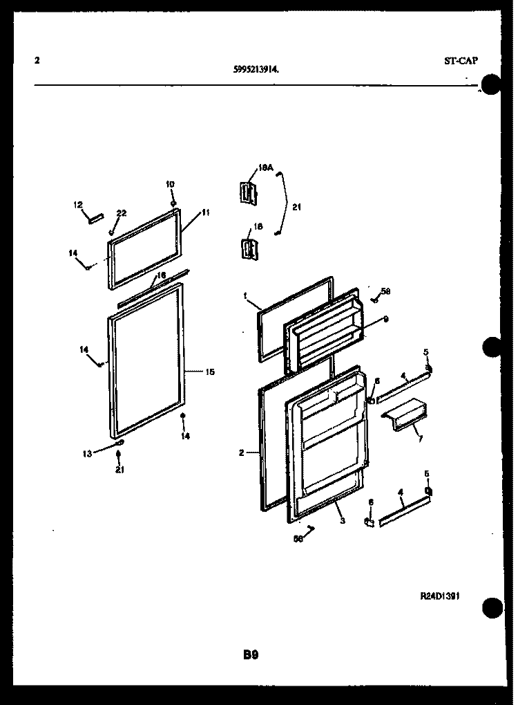 DOOR PARTS Diagram and Parts List for TSK210HN0T  Kelvinator Refrigerator