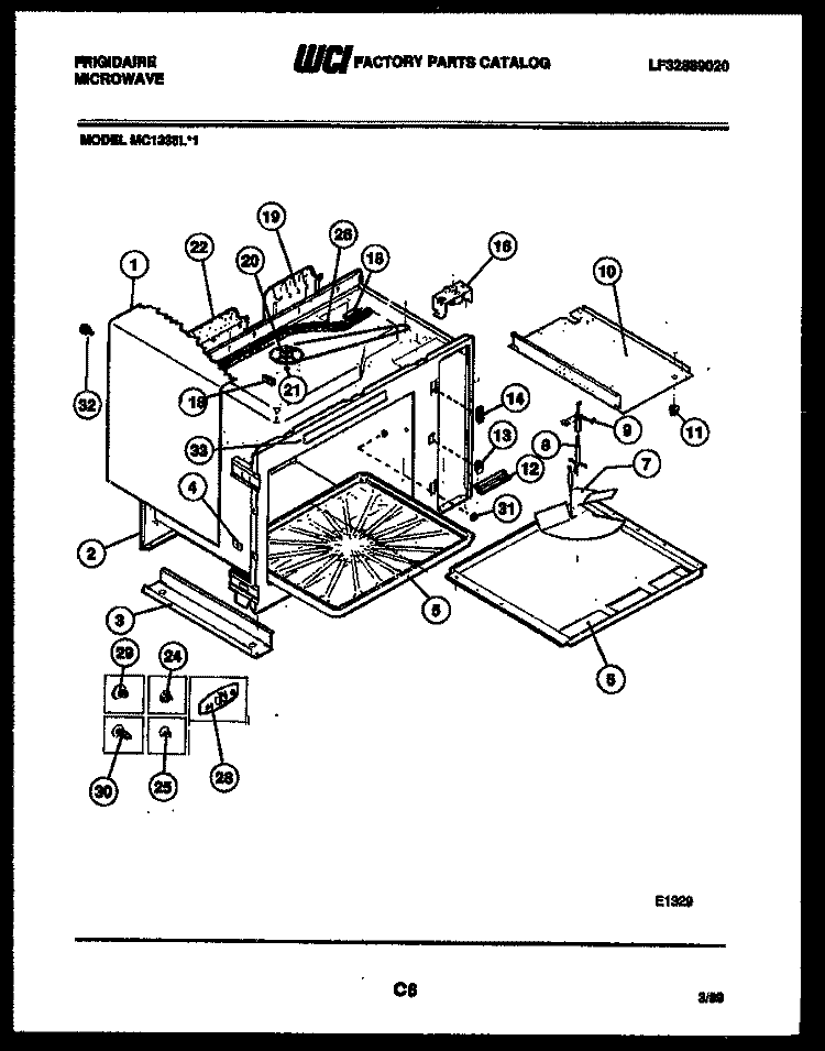 BODY PARTS Diagram and Parts List for MC1335L1  Frigidaire Microwave