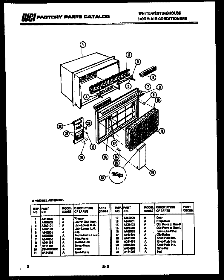 CABINET PARTS Diagram and Parts List for AS147M1A7  Frigidaire Air Conditioner