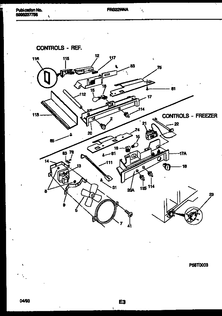 REFRIGERATOR CONTROL ASSEMBLY, DAMP Diagram and Parts List for FRS22WNAD0  Frigidaire Refrigerator