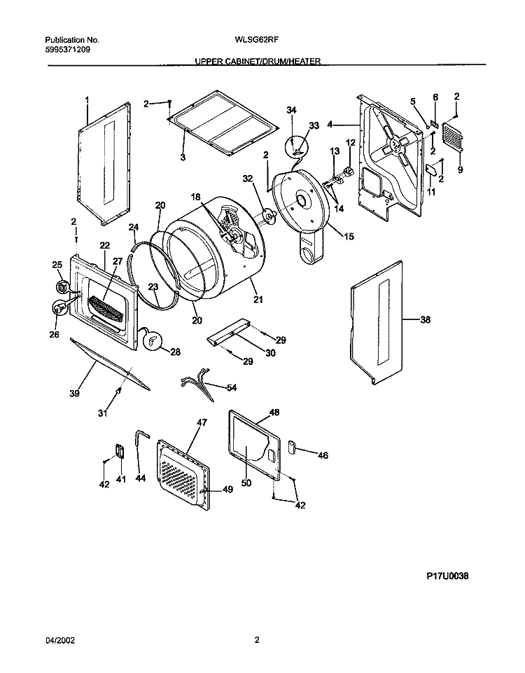 DRY CAB, DRM, HTR Diagram and Parts List for WLSG62RFW2  Westinghouse Washer Dryer Combo
