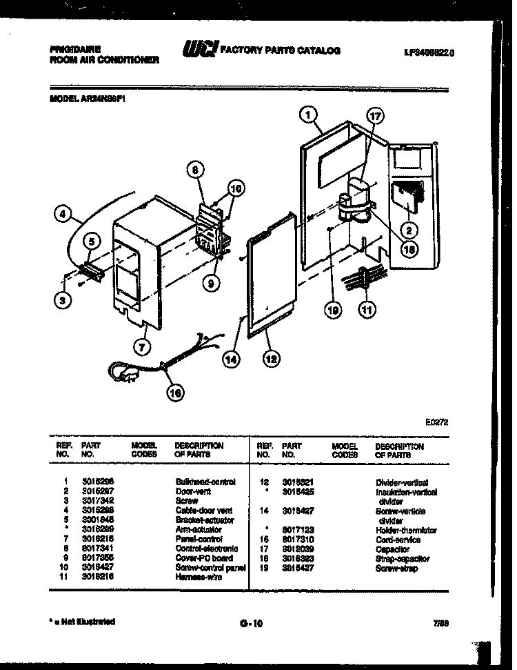 ELECTRICAL PARTS Diagram and Parts List for AR24NS8F1  Frigidaire Air Conditioner