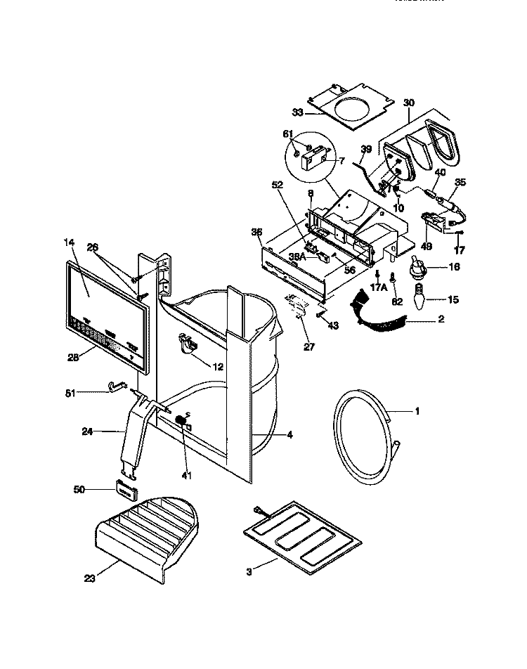 ICE AND WATER DISPENSER Diagram and Parts List for MRS22WRCD0  Frigidaire Refrigerator