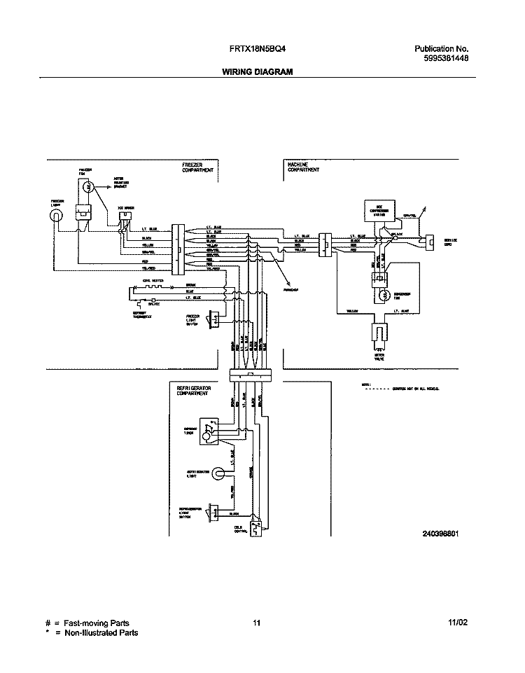 WIRING DIAGRAM Diagram and Parts List for FRTX18N5BQ4  Frigidaire Refrigerator