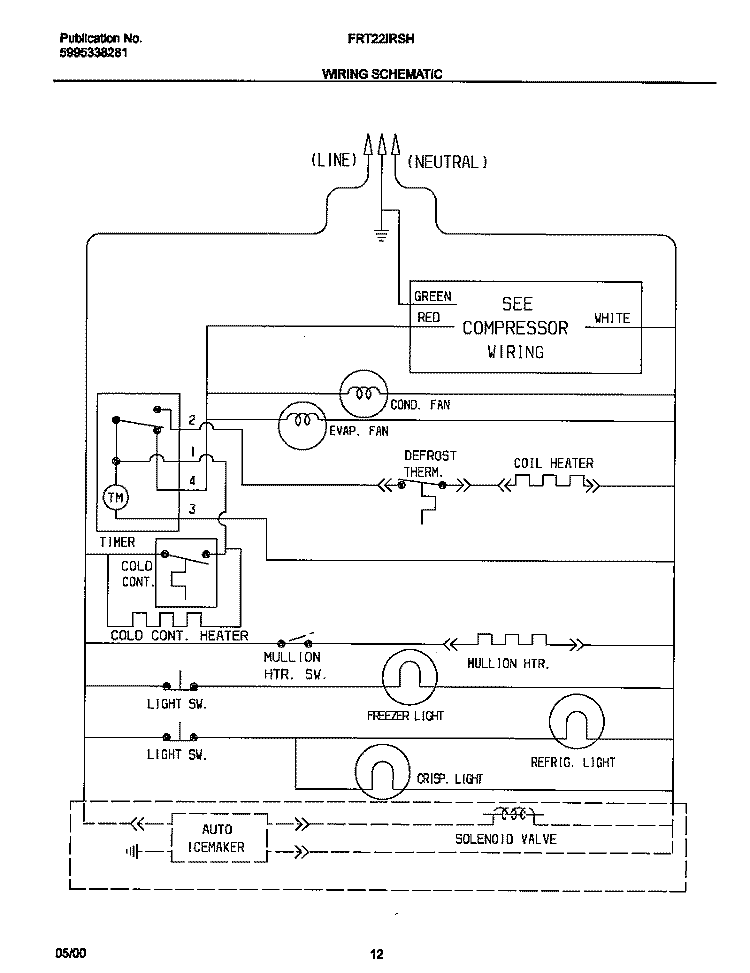 WIRING SCHEMATIC Diagram and Parts List for FRT22IRSHB3  Frigidaire Refrigerator
