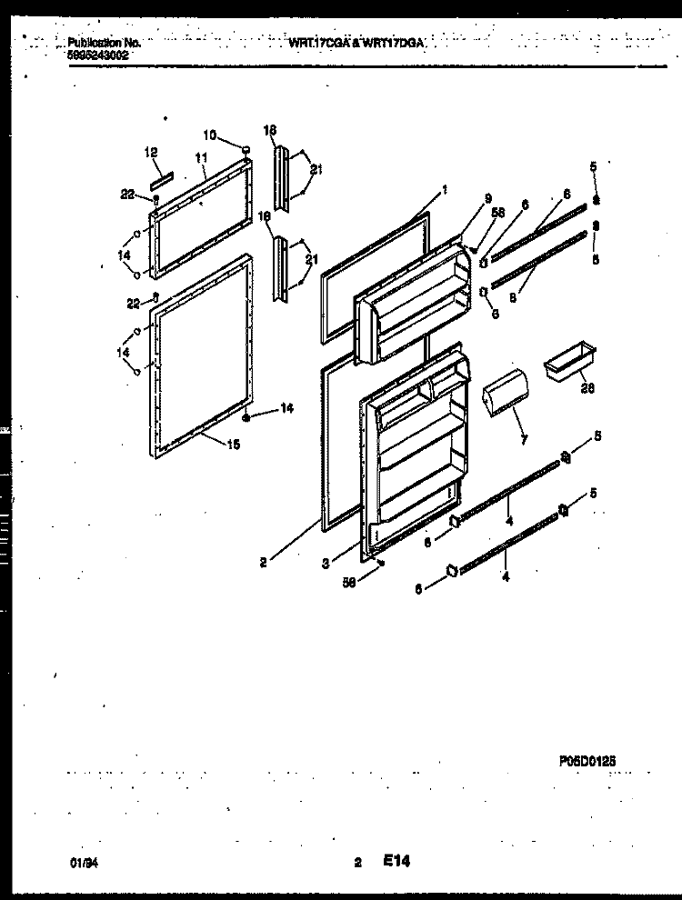 DOOR PARTS Diagram and Parts List for WRT17CGAD0  Frigidaire Refrigerator