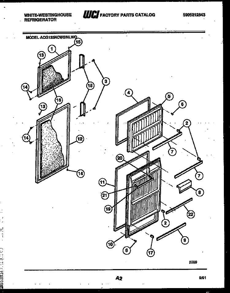DOOR PARTS Diagram and Parts List for ACG133NCD0  Frigidaire Refrigerator