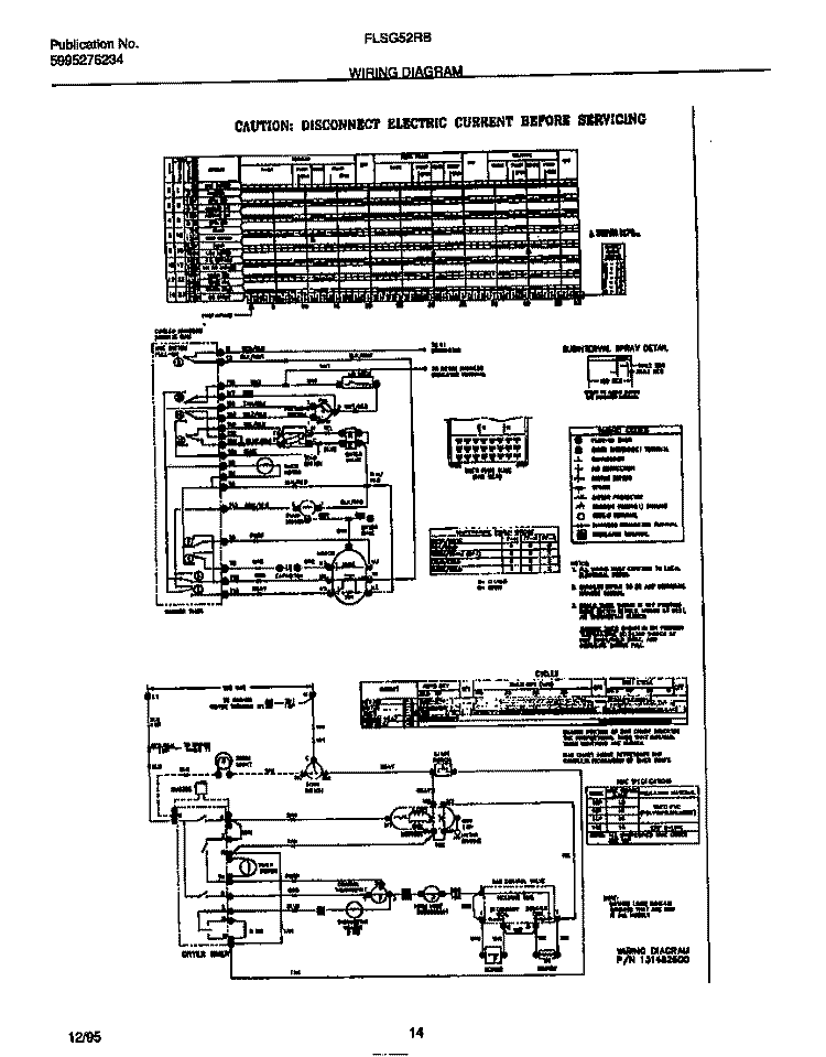 WIRING DIAGRAM Diagram and Parts List for FLXG52RBT1  Frigidaire Washer Dryer Combo