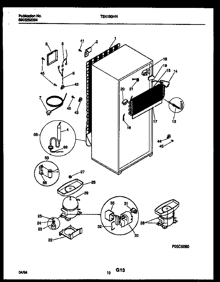 SYSTEM AND AUTOMATIC DEFROST PARTS Diagram and Parts List for TSK150HN3D  Kelvinator Refrigerator