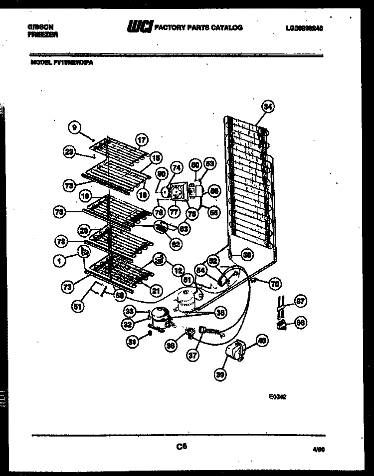 SYSTEM AND ELECTRICAL PARTS Diagram and Parts List for FV19M2WXFA  Gibson Freezer