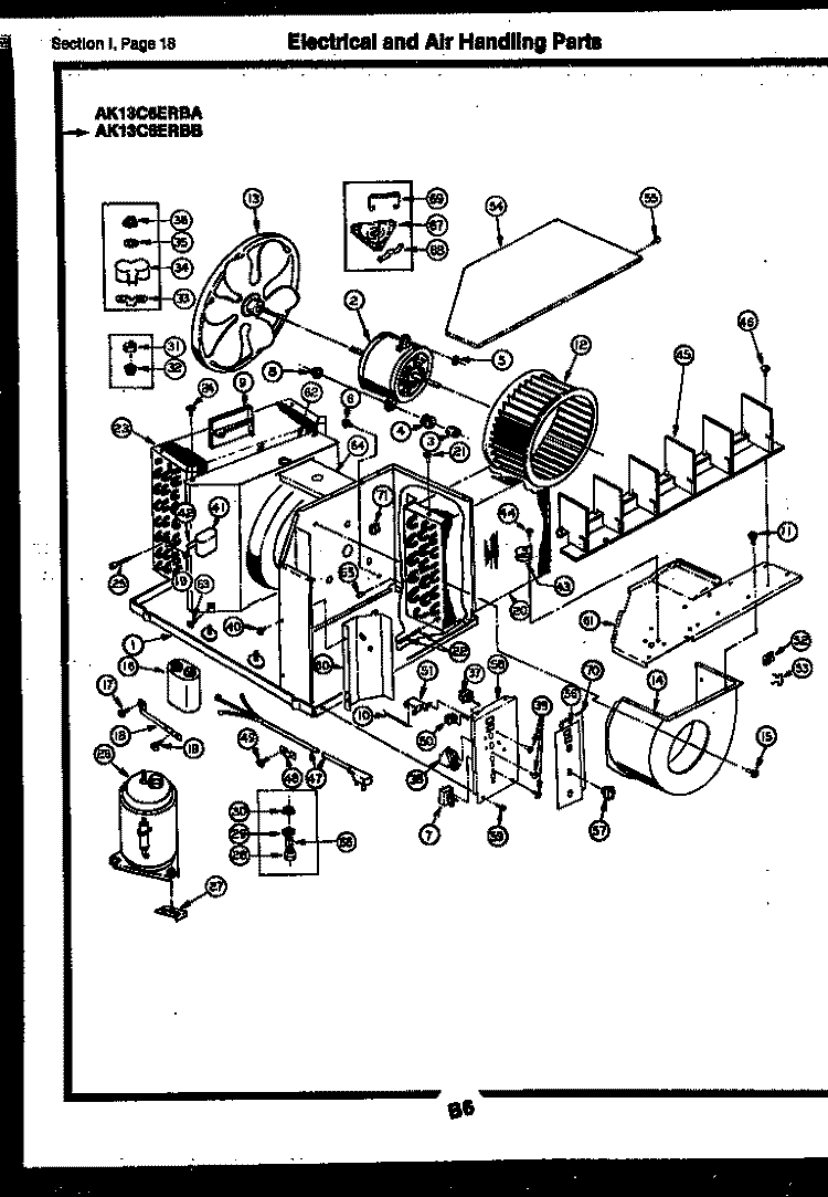 ELECTRICAL AND AIR HANDLING PARTS Diagram and Parts List for AK13C6ERBB  Frigidaire Air Conditioner