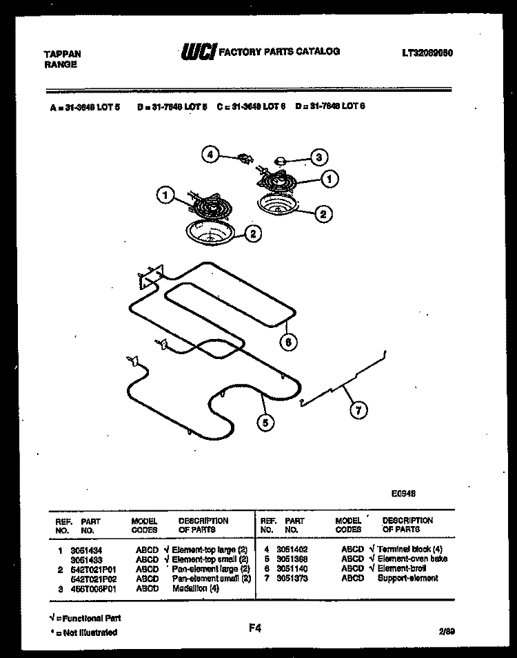 BROILER PARTS Diagram and Parts List for 31-3648-23-05  Tappan Range
