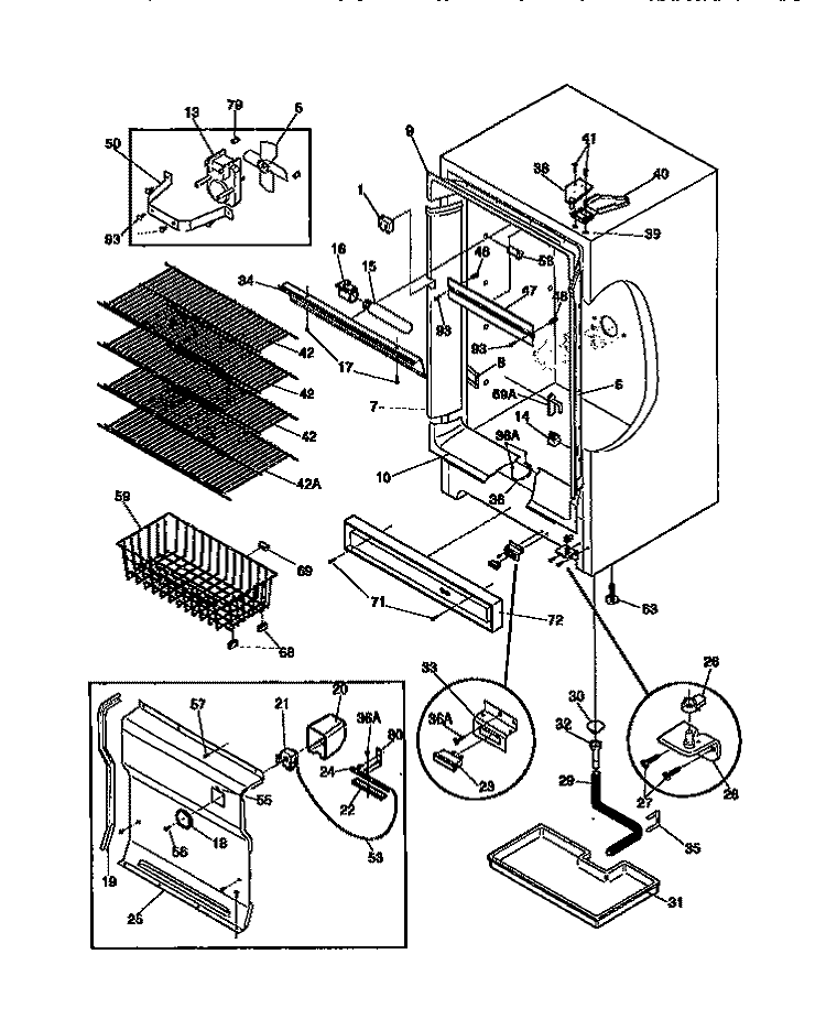 CABINET Diagram and Parts List for F82F166BW0  Frigidaire Freezer