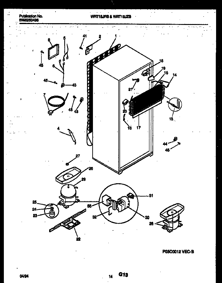 SYSTEM AND AUTOMATIC DEFROST PARTS Diagram and Parts List for WRT18JRBW0  Frigidaire Refrigerator