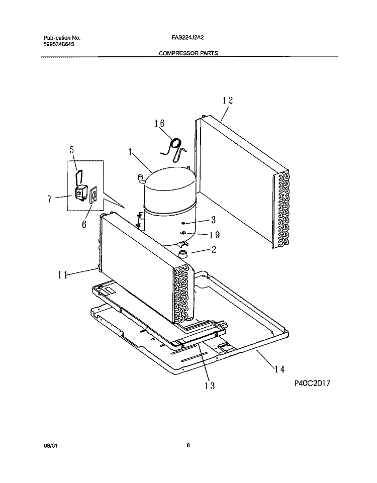 SYSTEM Diagram and Parts List for FAS224J2A2  Frigidaire Air Conditioner