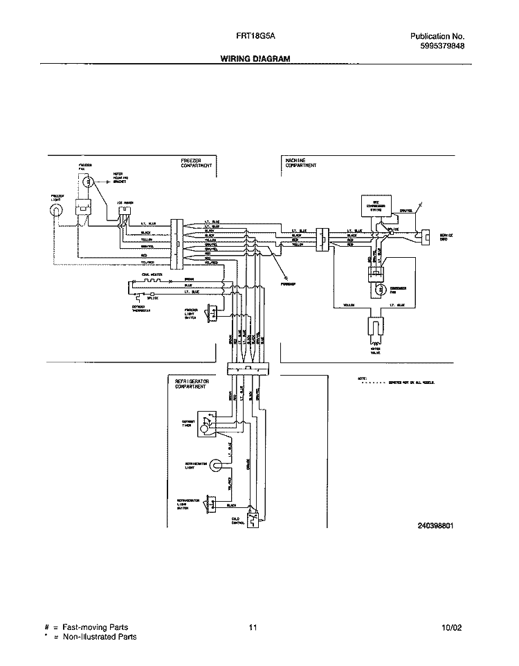WIRING DIAGRAM Diagram and Parts List for FRT18G5AW4  Frigidaire Refrigerator