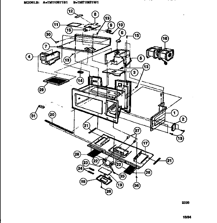 FUNCTIONAL Diagram and Parts List for TMT106T1W1  Tappan Microwave