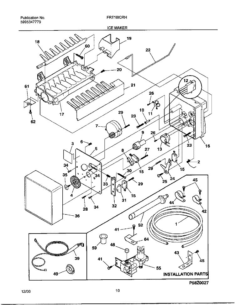 ICE MAKER Diagram and Parts List for FRT16ICRHD4  Frigidaire Refrigerator