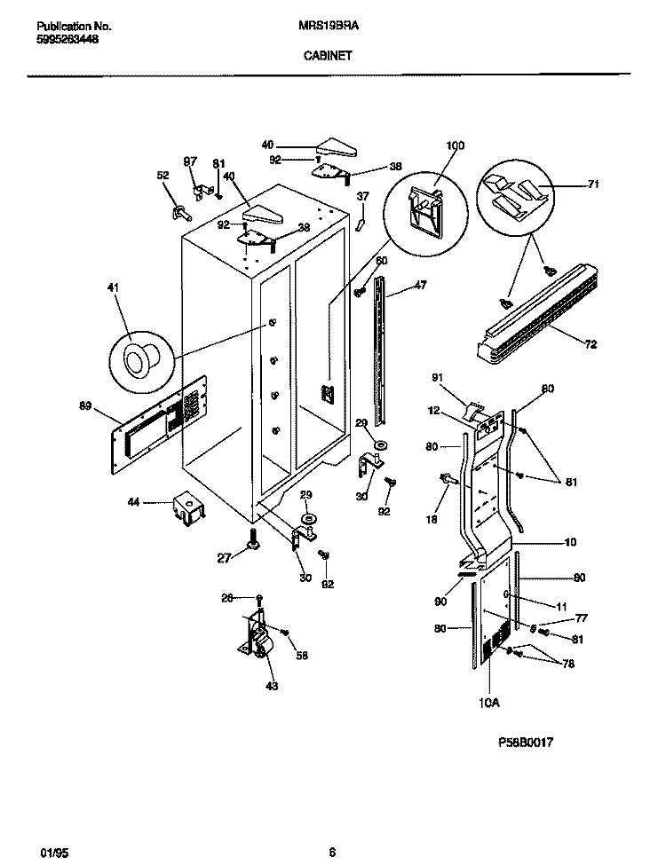 CABINET Diagram and Parts List for MRS19BRAW2  Uni Refrigerator