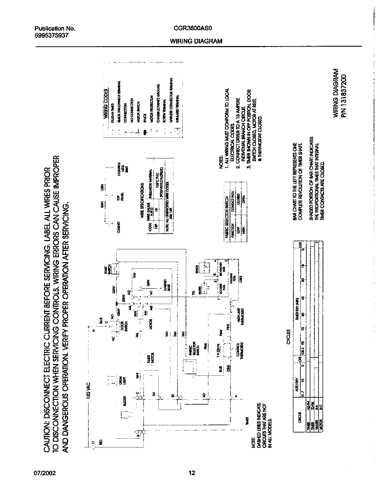 131837200 WIRING DIAGRAM Diagram and Parts List for CGR3600AS0  Frigidaire Dryer
