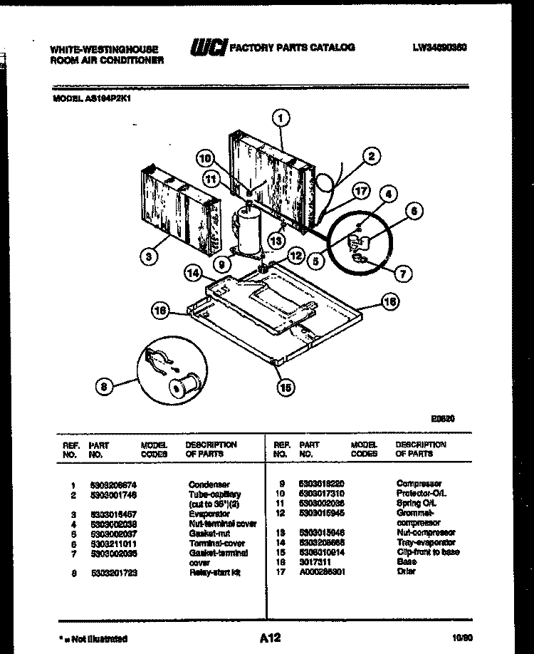 SYSTEM PARTS Diagram and Parts List for AS184P2K1  Frigidaire Air Conditioner
