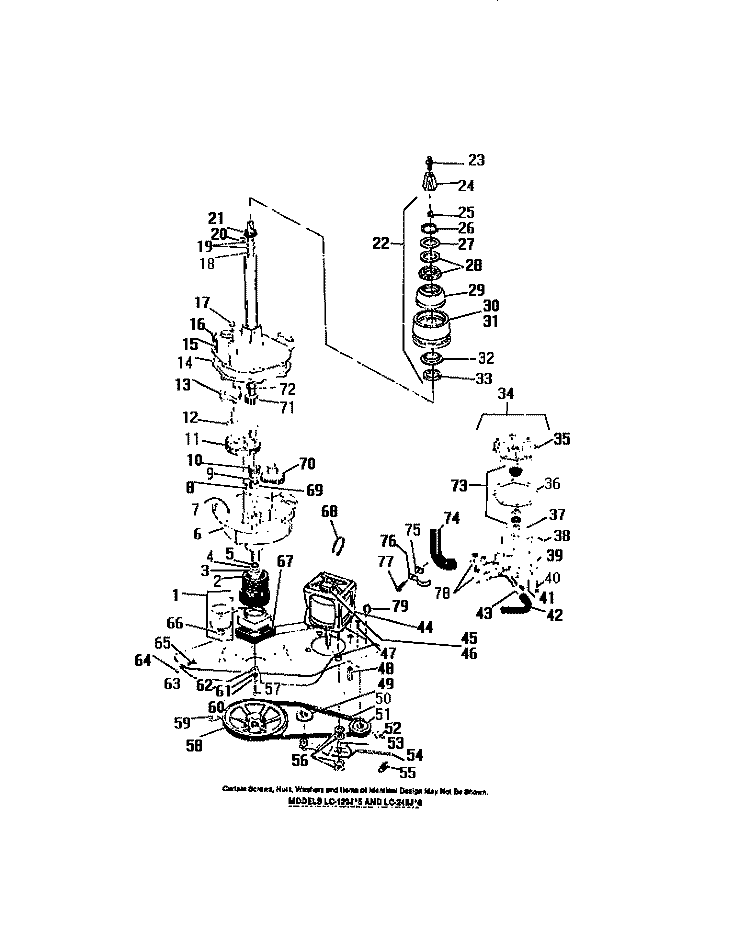 WASHER TRANSMISSION, MOTOR, PUMP Diagram and Parts List for LC248JW6  Frigidaire Washer Dryer Combo
