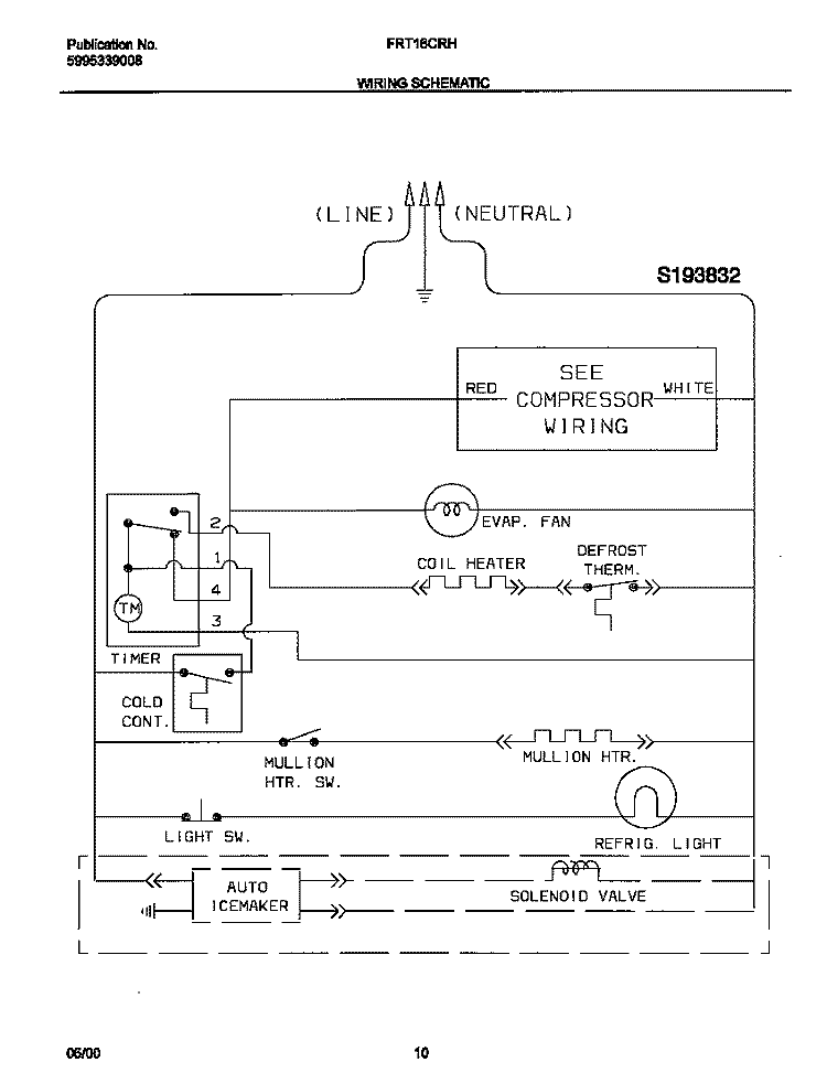 WIRING DIAGRAM Diagram and Parts List for FRT16CRHD2  Frigidaire Refrigerator