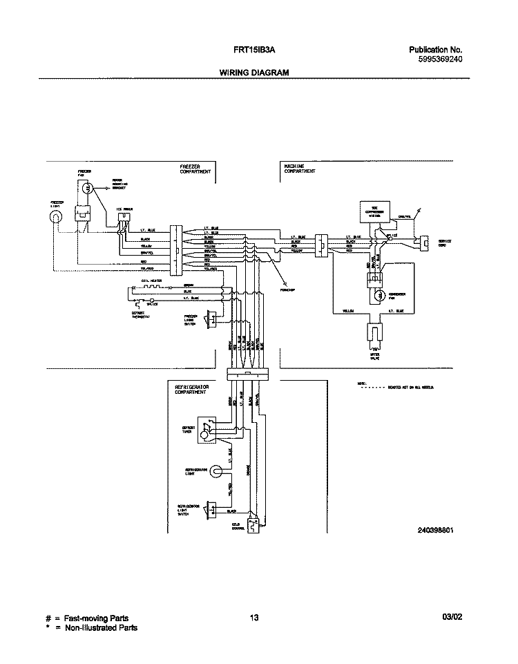 WIRING DIAGRAM Diagram and Parts List for FRT15IB3AQ2  Frigidaire Refrigerator