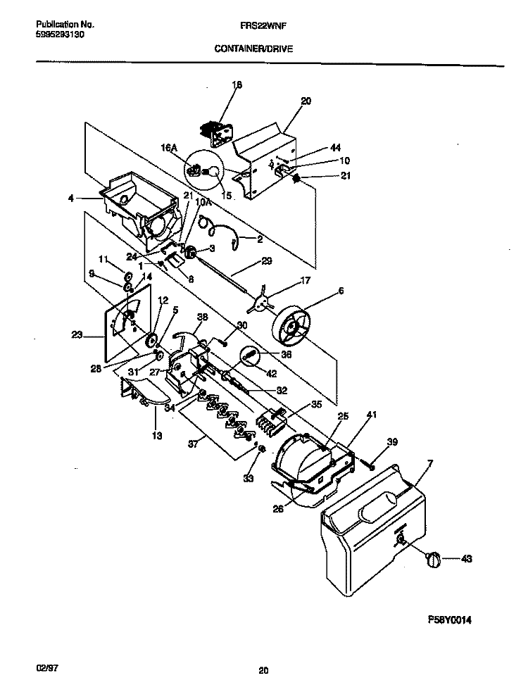 CONTAINER / DRIVE Diagram and Parts List for FRS22WNFD0  Frigidaire Refrigerator