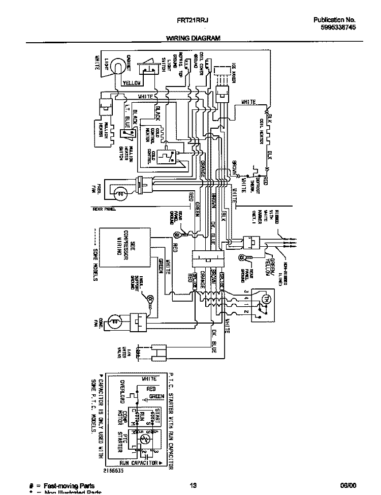 WIRING DIAGRAM Diagram and Parts List for FRT21RRJW1  Frigidaire Refrigerator