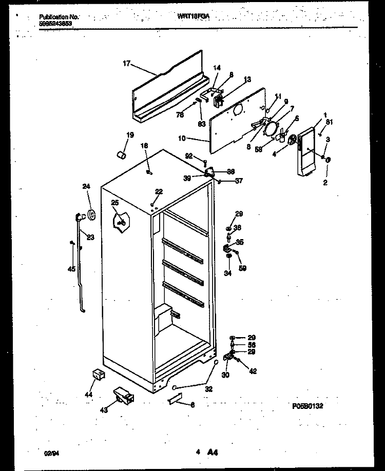 CABINET PARTS Diagram and Parts List for WRT18FGAW0  Frigidaire Refrigerator